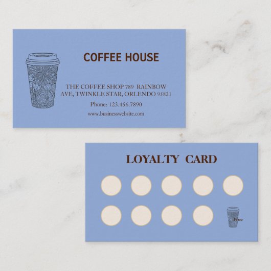 Modern simple coffee Shop Loyalty Card 名刺 (正面/裏面)