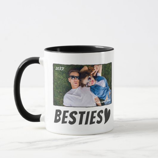 Modern Simple Comic Bestie Best Friends BFF Photo マグカップ (左)