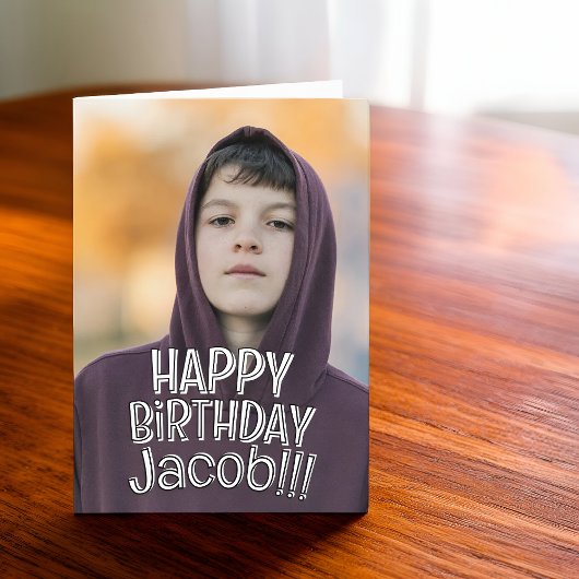 Modern Simple Cool Custom Photo Birthday Greeting カード