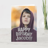 Modern Simple Cool Custom Photo Birthday Greeting カード (正面)