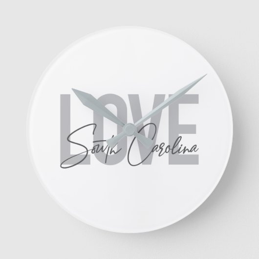 Modern, simple, cool design Love South Carolina ラウンド壁時計 (正面)