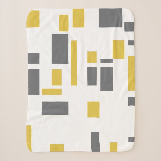 Modern, simple, cool geometric yellow gray pattern シェルパブランケット (正面)