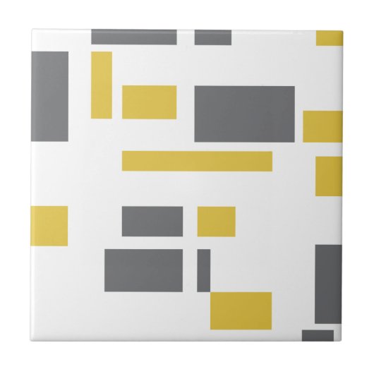 Modern, simple, cool geometric yellow gray pattern タイル (正面)