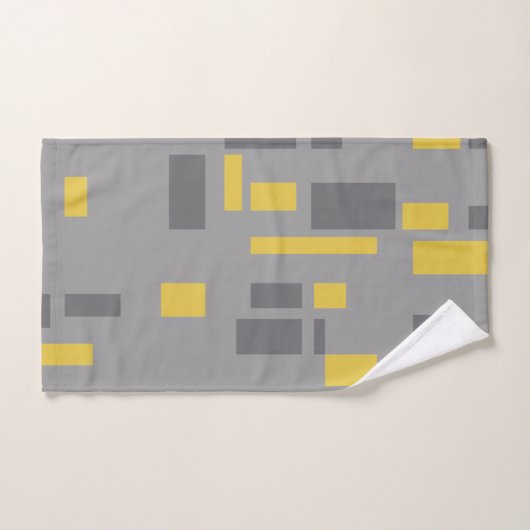 Modern, simple, cool geometric yellow gray pattern ハンドタオル (ハンドタオル)