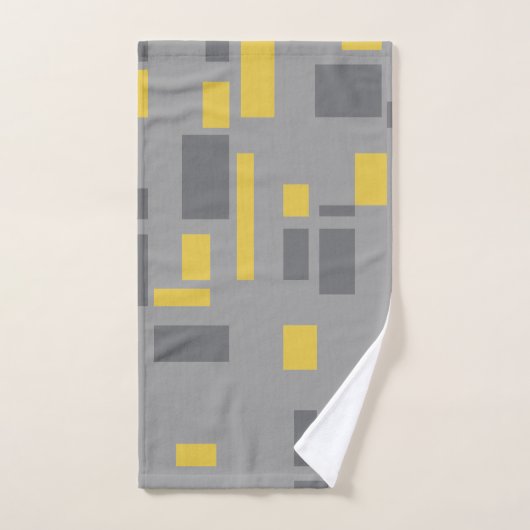 Modern, simple, cool geometric yellow gray pattern ハンドタオル (ハンドタオル)