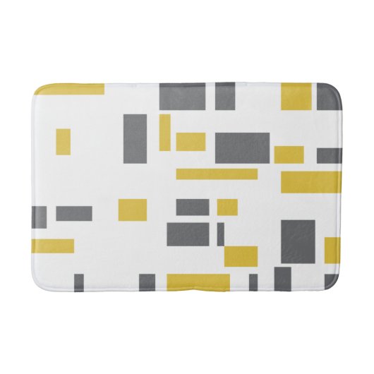 Modern, simple, cool geometric yellow gray pattern バスマット (正面)