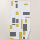 Modern, simple, cool geometric yellow gray pattern ビーチタオル (正面)