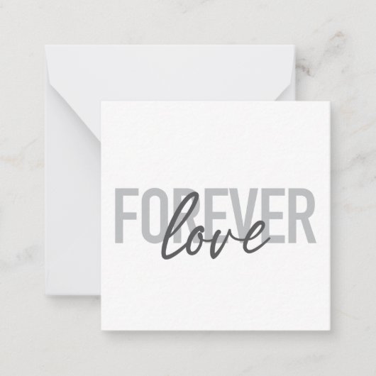 Modern, simple, cool typography of Forever Love ノートカード (正面)