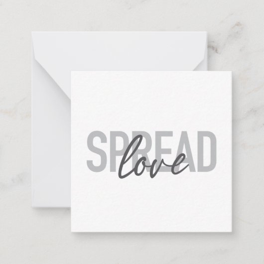Modern, simple, cool typography of Spread Love ノートカード (正面)