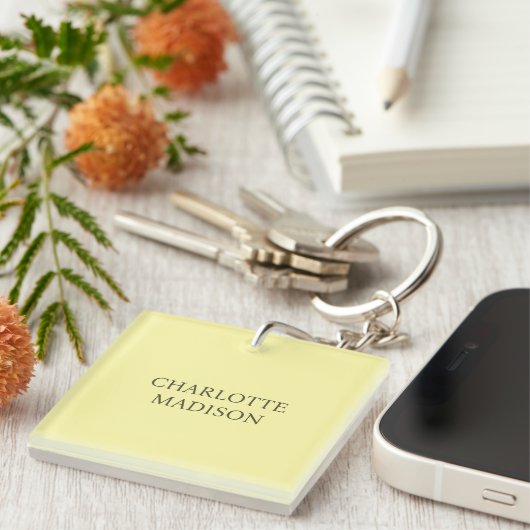 Modern Simple Cream Trendy Minimalist Plain Name キーホルダー (正面右)