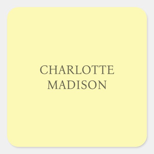 Modern Simple Cream Trendy Minimalist Plain Name スクエアシール (正面)