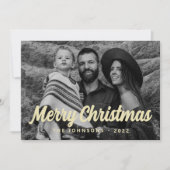 Modern Simple Cursive Script Greeting Family Photo シーズンカード (正面)