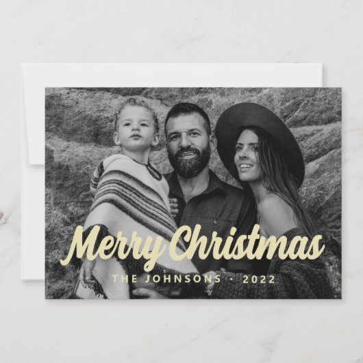 Modern Simple Cursive Script Greeting Family Photo シーズンカード (正面)