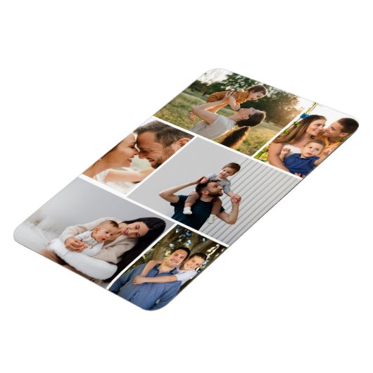 Modern Simple Custom 6 Photo Collage Magnet マグネット (左側)