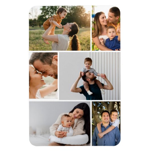 Modern Simple Custom 6 Photo Collage Magnet マグネット (縦)
