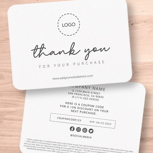 Modern Simple Custom Business Logo Coupon Promo コーリングカード