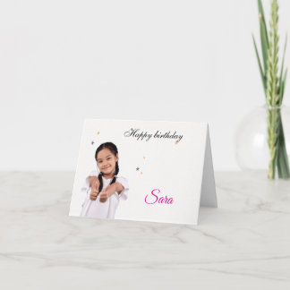 Modern Simple Custom Photo Birthday Greeting Card サンキューカード