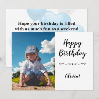 Modern Simple Custom Photo Birthday Greeting Card 招待状