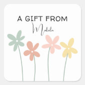 Modern Simple Cute Girly Floral A Gift From スクエアシール (正面)