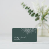 Modern Simple Dark Blue Flower Line Art QRCode  名刺 (スタンド正面)