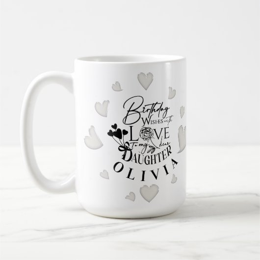 Modern Simple Daughter Birthday Design コーヒーマグカップ (左)