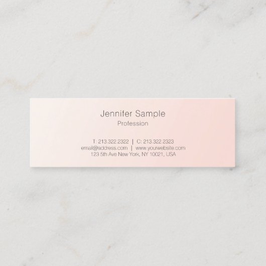 Modern Simple Design Blush Pink Template Trendy スキニー名刺 (裏面)