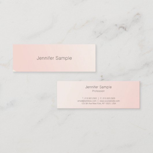 Modern Simple Design Blush Pink Template Trendy スキニー名刺 (正面/裏面)