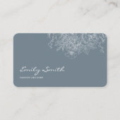 Modern Simple Dusty Blue Flower Line Art QR Code 名刺 (正面)