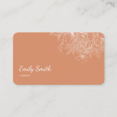 Modern Simple Dusty Orange Flower Line Art QRCode  名刺 (正面)