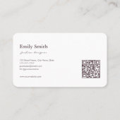 Modern Simple Dusty Violet Flower Line Art QRCode 名刺 (裏面)