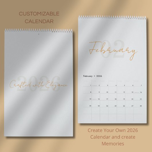 Modern Simple Elegant 2026 Calendar カレンダー
