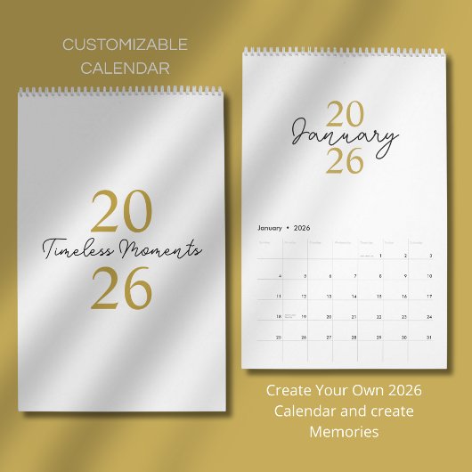 Modern Simple Elegant 2026 Calendar カレンダー