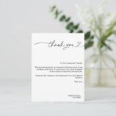 Modern Simple Elegant Black and White Heart サンキューカード (スタンド正面)