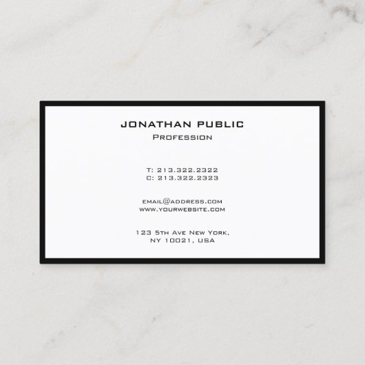 Modern Simple Elegant Black And White Template 名刺 (裏面)