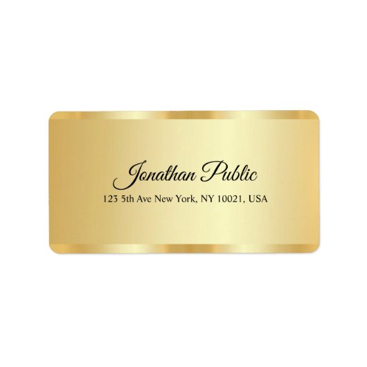 Modern Simple Elegant Calligraphy Script Name Gold ラベル (正面)