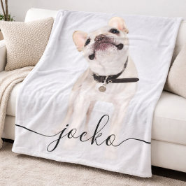 Modern Simple Elegant Chic Pet Photo Text フリースブランケット