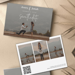 Modern Simple Elegant Photo Wedding Save the Date 招待状