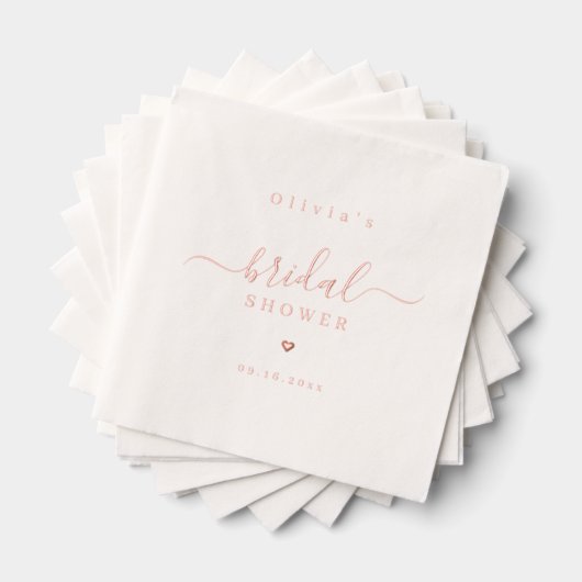 Modern simple elegant script bridal shower party 箔ナプキン (インサイチュ (積み重ね))