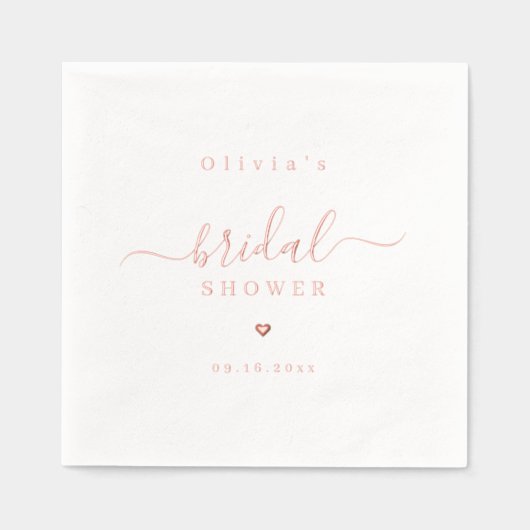 Modern simple elegant script bridal shower party 箔ナプキン (正面)