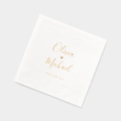 Modern simple elegant script couples names wedding 箔ナプキン (左)