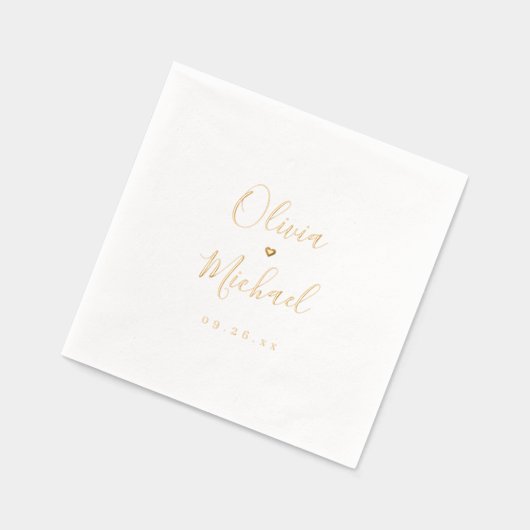 Modern simple elegant script couples names wedding 箔ナプキン (左)
