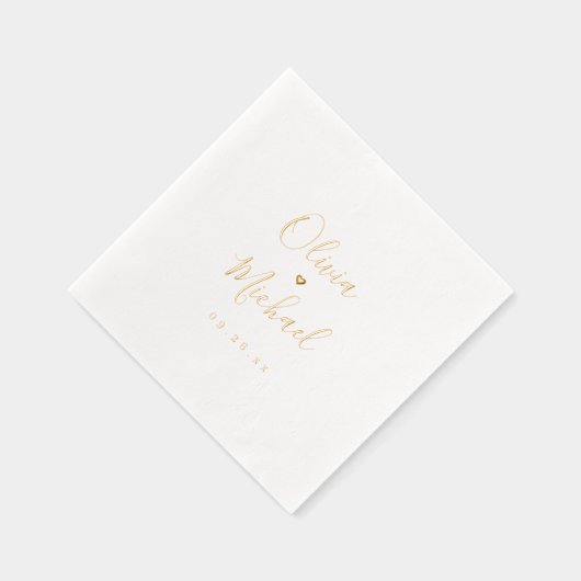 Modern simple elegant script couples names wedding 箔ナプキン (右)