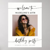 Modern Simple Elegant Script Wedding Photo Sign ポスター (正面)