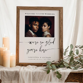 Modern Simple Elegant Script Wedding Photo Sign ポスター
