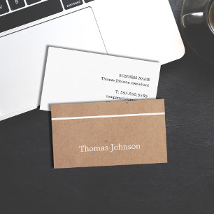 Modern Simple Elegant White Stripe printed Kraft 名刺