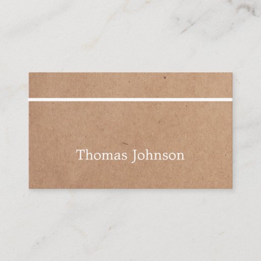 Modern Simple Elegant White Stripe printed Kraft 名刺 (正面)