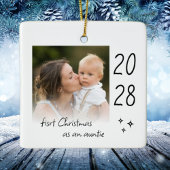 Modern Simple First Christmas As Auntie Photo セラミックオーナメント