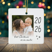 Modern Simple First Christmas As Auntie Photo セラミックオーナメント