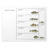 Modern Simple Fisherman Fish Weekly Calendar ノートパッド (正面)