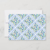 Modern Simple Floral Blue Name Flat Note Card ノートカード (裏面)